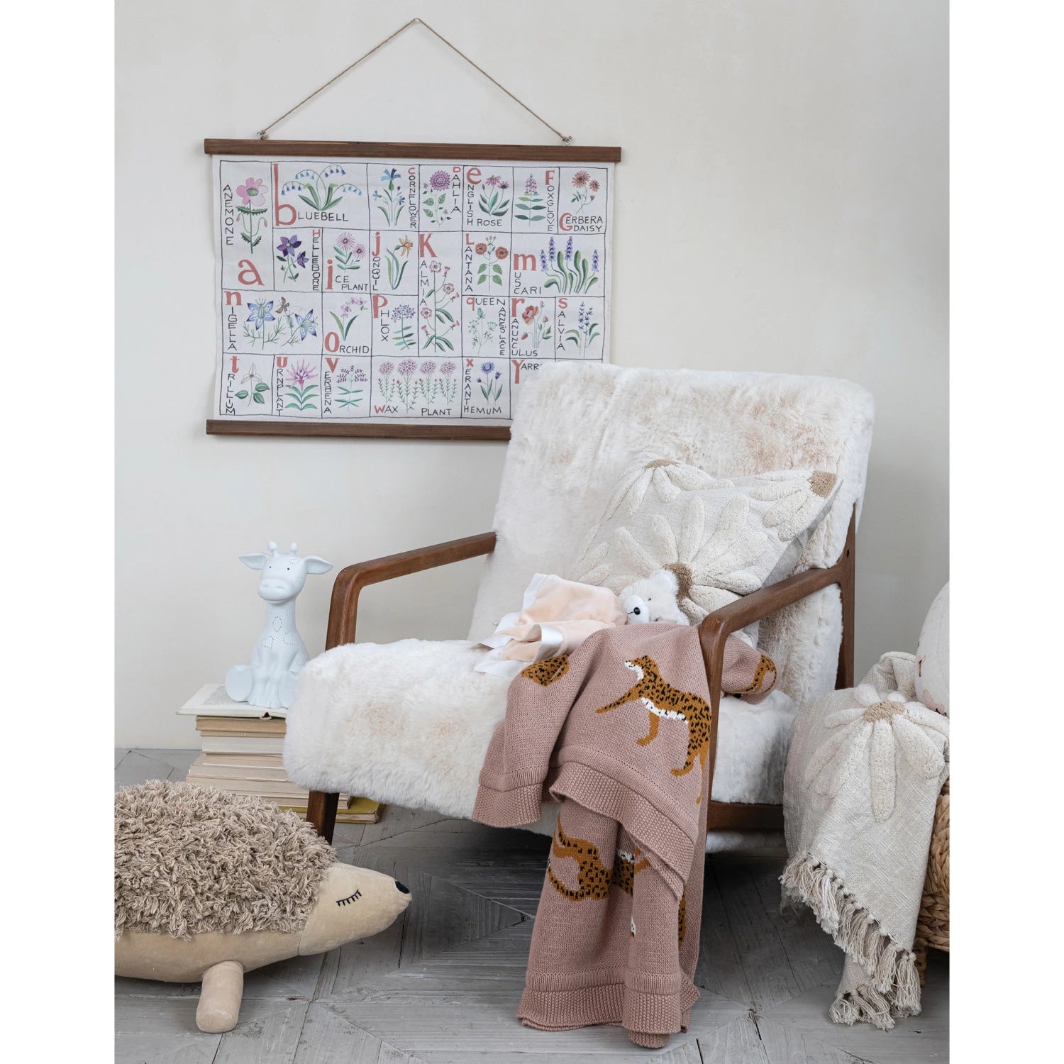 Cotton & Velvet Tufted Hedgehog Toy with Embroidery