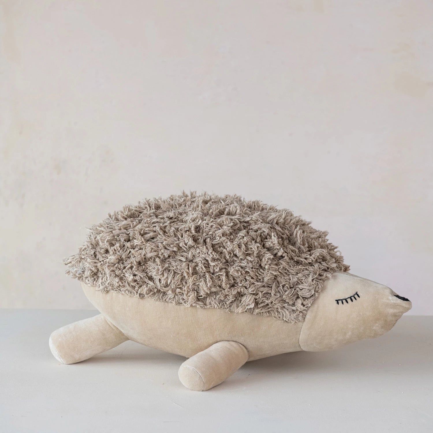 Cotton & Velvet Tufted Hedgehog Toy with Embroidery