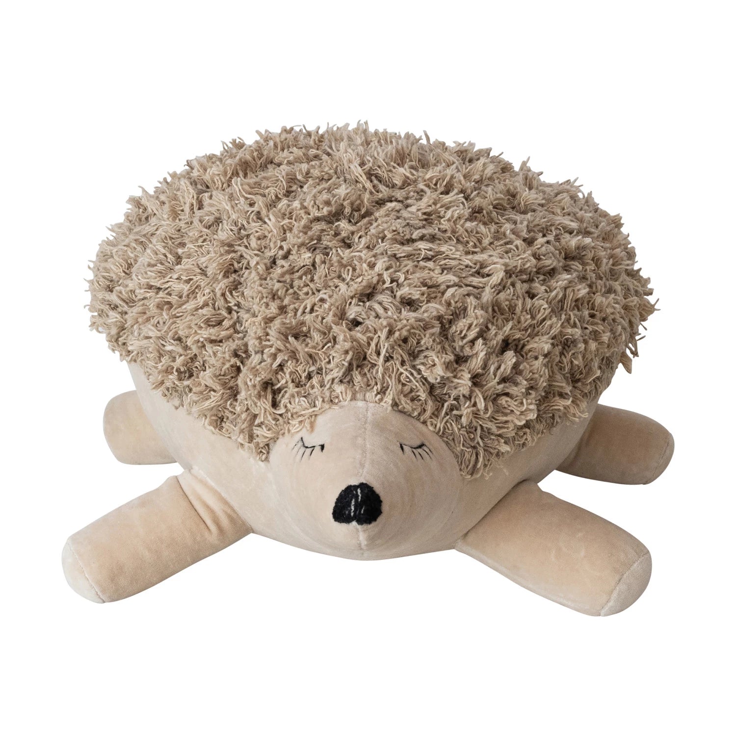 Cotton & Velvet Tufted Hedgehog Toy with Embroidery