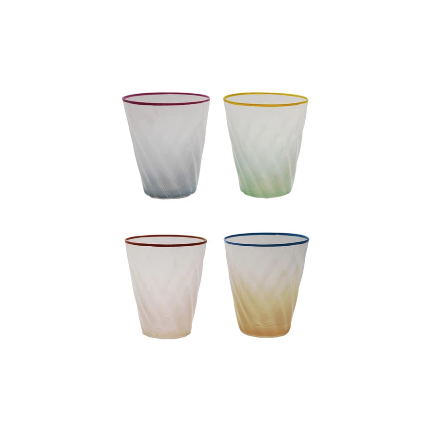 8 oz. Twisted Drinking Glass with Colored Rim