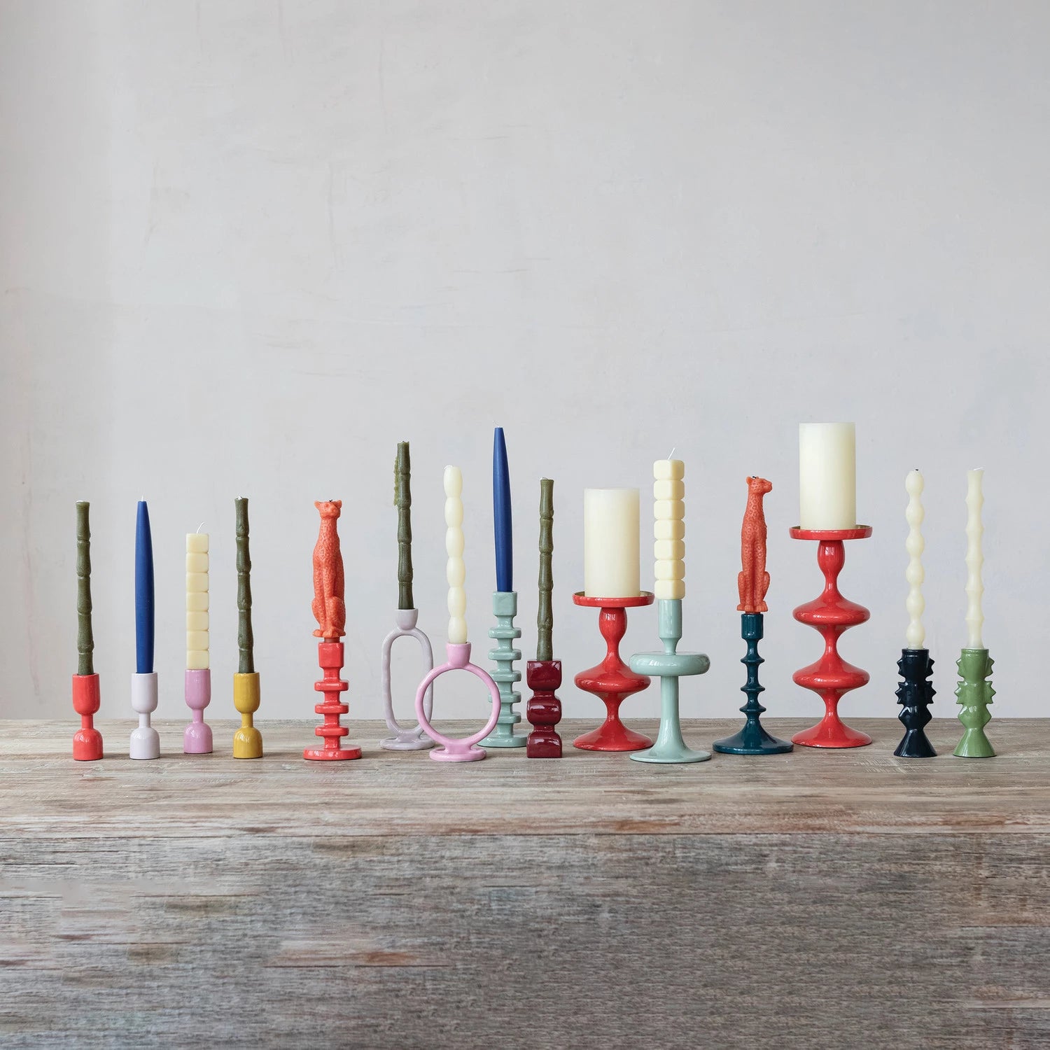 Enameled Aluminum Taper Holder, 4 Colors