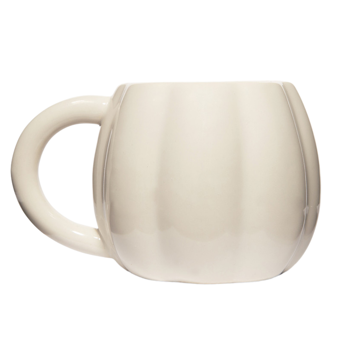 Beige ceramic mug on a white background