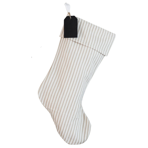 Beige Ticking Stripe Stocking