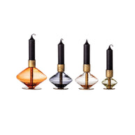 Glass and Metal Taper Holders, Set of 4