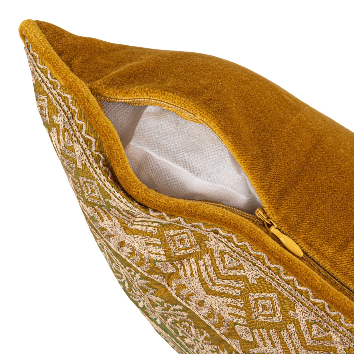 18" Square Cotton Velvet Embroidered Pillow