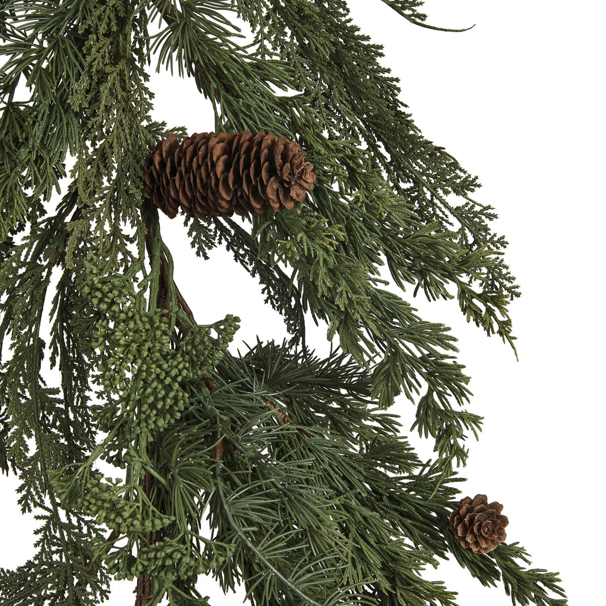 Faux Spruce & Pine Garland w/ Natural Pinecones