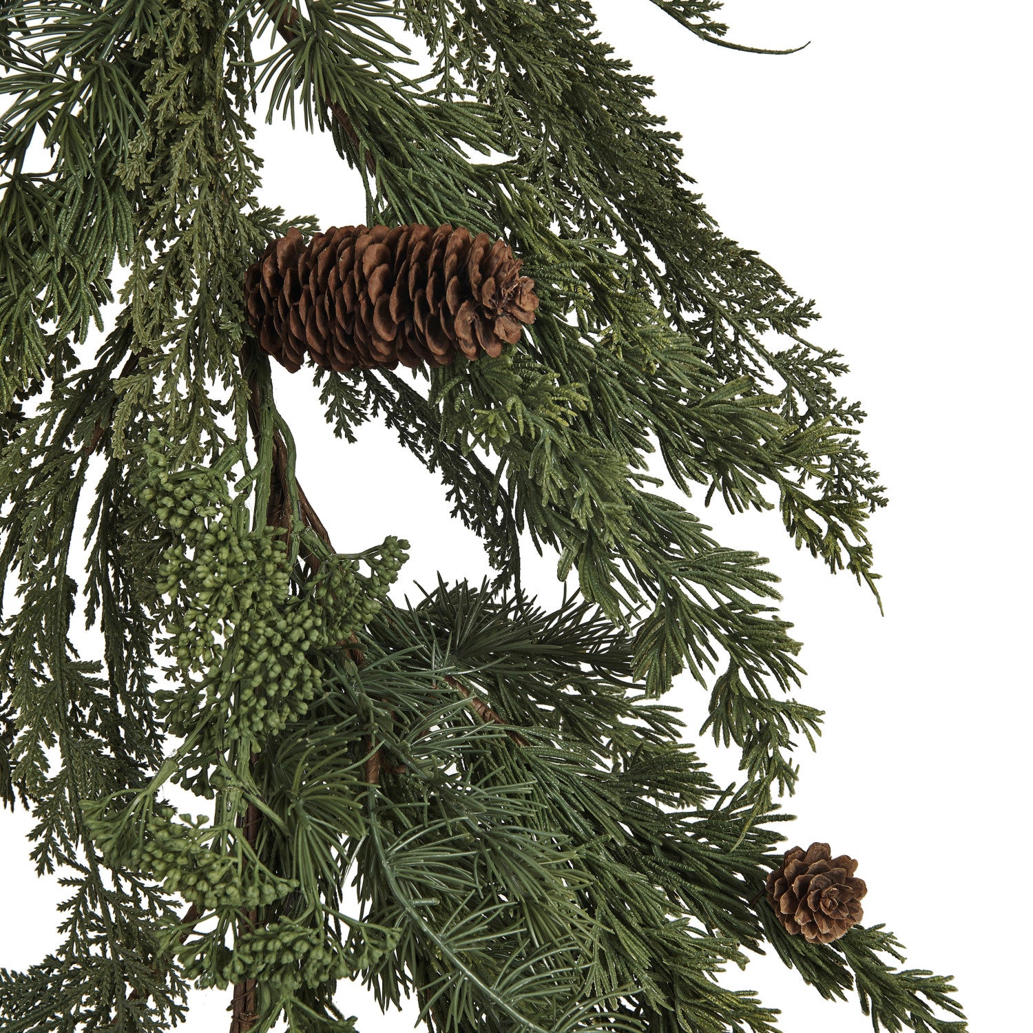 Faux Spruce & Pine Garland w/ Natural Pinecones