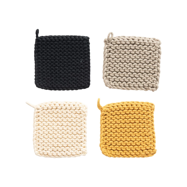 Cotton Crocheted Pot Holder, Multiple Colors