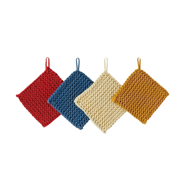 Cotton Crocheted Pot Holder, Multiple Colors