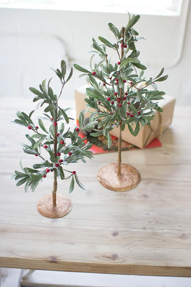 Artificial Mistletoe Trees, Set of 2