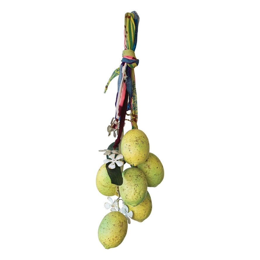Metal Lemon Ornament Cluster